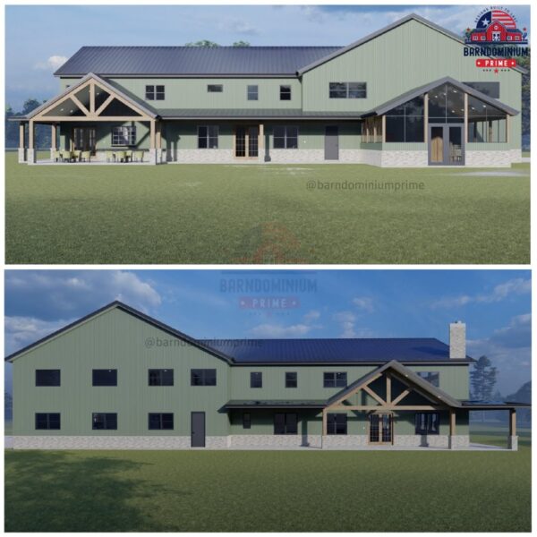 green barndominium elevations